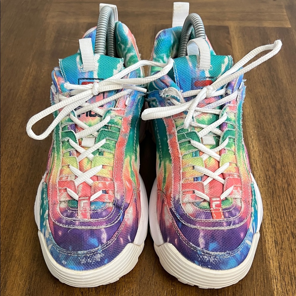 FILA Tie-Dye Canvas Disruptor Sneakers Chunk Platform Womens Size 8 - Picture 4 of 15